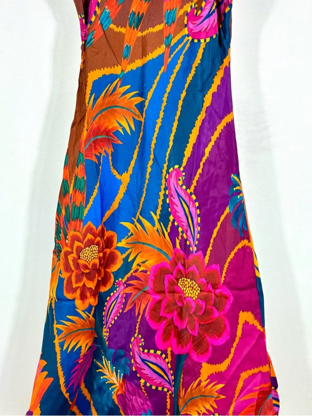 Farm Rio Vintage Wave Multicolor Floral Viscose Maxi Dress Medium NWT - Picture 13 of 16